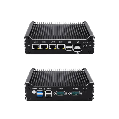 Compact Fanless N100 N150 N305 Industrial Mini PC Dual COM RS232 RS485 HDMI DP Dual Display PXE WOL Network Firewall Appliance