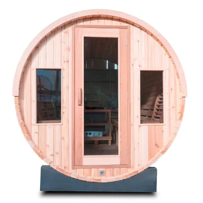 Outdoor Hemlock  4 Person Barrel Sauna Outdoor Wooden Sauna Room with Accessories