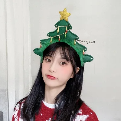 Hot Sale Funny Christmas  Accessories Santa Claus Christmas Tree Headband Headpiece Elf Hair Bands for Kids