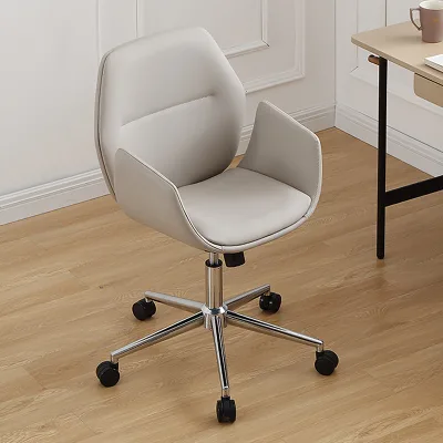 Carlford 360 Swivel Wheels Modern Mid-Century Bentwood/Curved Seat Computer Chair Leather Swivel Office Chair