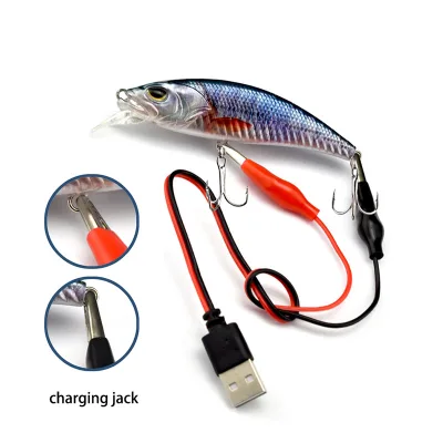 100mm 16g Electronic Mechanical Vibration Fishing Lure Sinking Style Hard Sinking Minnow Bait Saltwater LED Light Baits