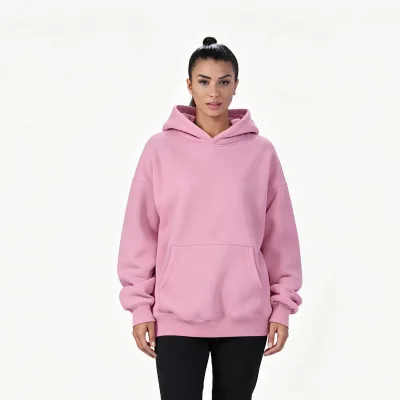 Women's High Quality Autumn Oversize Drop Shoulder Sweatshirt Thick Knitted Causal Gym Hoodie