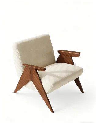 Modern Single Sofa Chair Minimalist Spanish Design Old Nostalgia Wood Wabi Sabi Italian-style Living Room Lounge Chair