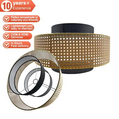 Natural Style Hand Woven BAMBOO Rattan String Round Chandelier Lamp Shade for Living Room