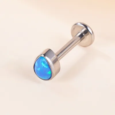 ASTM F136 G23 Titanium Studs Threadless Push-in Unique Opal Labret Piercing Studs Jewelry for Women