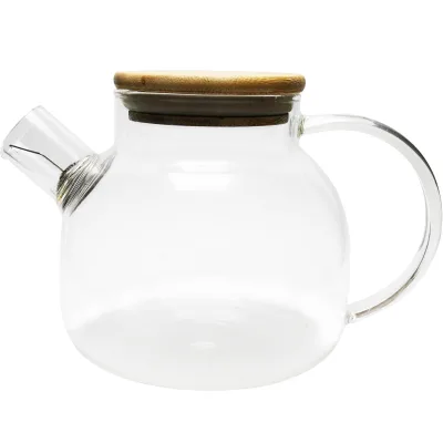 750ml 26-Ounce Bamboo Lid Glass Teapot for Jasmine Tea