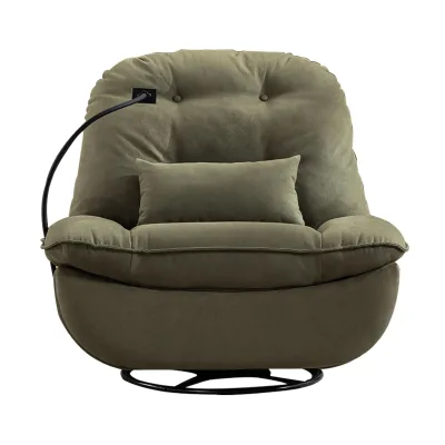 Voice-controlled Sofa Backrest Footrest Tufted Back Modern Microfiber Swivel Recliner Chair Deep Seat Comfortable Lounge Chair