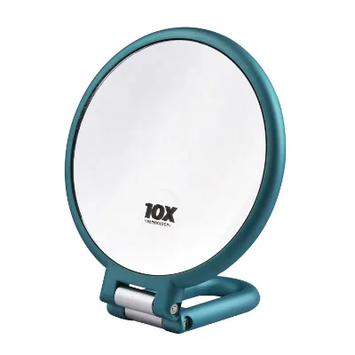 2022 Hot Colorful Foldable 10X Hand Held Plastic Magnifying Glass Makeup Mirror Cosmetic