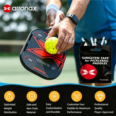 Arronax Customizable Non-Toxic Tungsten Tape Pickleball Alternative Lead Tape Weighted Tungsten Tape for Pickleball Paddles