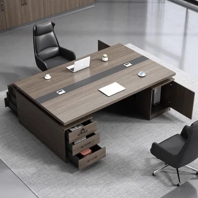 Modular Design Modern Office Desk Chair Combo 2/4 Double Face to Face Financial Desk with Wooden Panel Style for Boss Manager