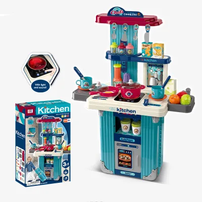 Kids Play Kitchen Set with Realistic Sounds and Lights