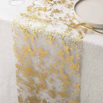 Sequin Foil Metal Thin Mesh Dining Table Wheel Rolled Gold Christmas Wedding Table Decoration Table Running Decoration
