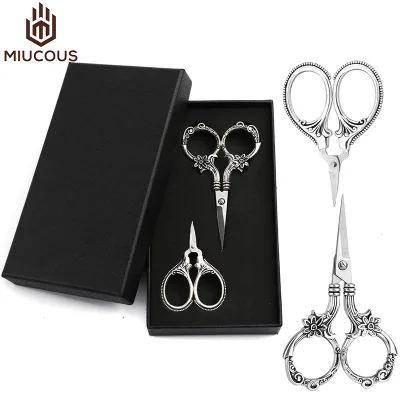 Vintage Sewing Scissors Silver One Large and One Small Set of Scissors Unique Scissors Embroidery