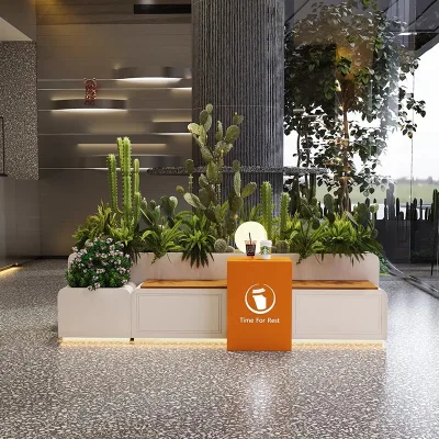 Outdoor Pedestrian Street Leisure Bench Flower Box Combination Planter Commercial Swing Fence Partition Seat Garden Chairs for