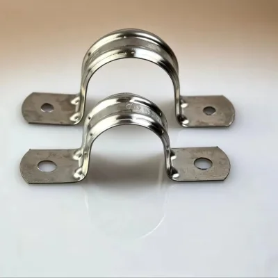 Size-25mm Galvanized Steel U-shaped Double-hole Flange Clamps OEM Customizable 3-Year Warranty Healthcare Application