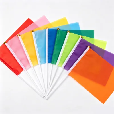 Premium Promotional Mini Waving Banner Colorful Polyester Sports Celebration Parade Party Decoration Support Signage