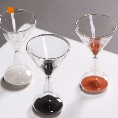 Customizable 15min Wedding Hourglass Wine Glass Modern Plastic Sand Timer for Desktop Logo Clock for Decoration  and Gifts