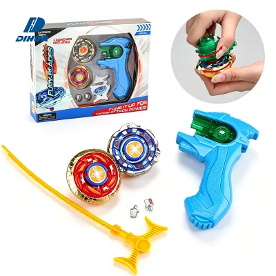Battle 2PCS Toy Top Metal & Plastic Spinning Top Launcher Included Starter Set with Spinning Top Launcher Grip Gift for Boys