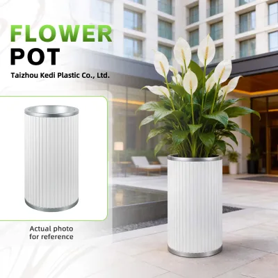 Customized Large White Modern Hotel Deco Plastic Flower Tall Plant Pots Outdoor Floor Rectangular Plant Pots