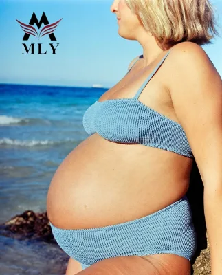 MLY New Suspender Bikini Split Swimsuit Pregnant Woman Plus Size Solid Black Maternity Swimwear Beach Bathing Suit