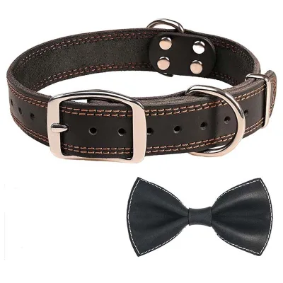 OEM Custom Adjustable Heavy Duty Genuine Leather Personalize Dog Collar Soft and Strong Dog Collar