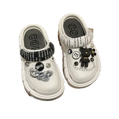 High Quality Summer Women's Clog Shoes with Thick Sole Fashionable Charms Anti-Slippery Outdoor Sandals for Girls