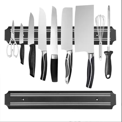 New Wood-grain Wall-mounted Magnetic Knife Rack, Magnetic Knife Seat, Perforated Magnetic Knife Rack for Storage