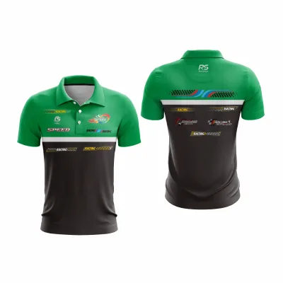 Customized Printed % Polyester Unisex Auto Motorcycle Racing Polo Shirt Windproof Breathable Quick Dry Anti-UV Button Closure