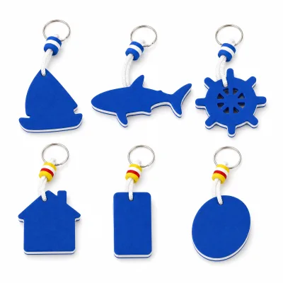 BSBH Custom Logo EVA Foam Floating Keychain Nautical Boat Key Fob with Rope Marine Float Keychain for Yacht Club Sailing Gift