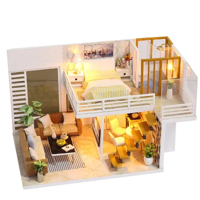 IIECREATE Miniature 3D DIY for Dollhouse Simple and Elegant Box Theatre Kid's Gift Model Toy
