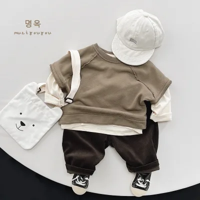 Children's Corduroy Pants 2023 Spring New Boys' and Girls' Korean Loose Wide Leg Pants Retro