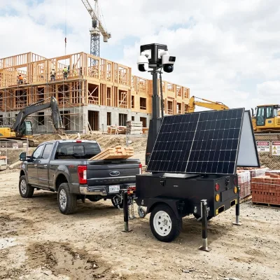 Solar Powered Mobile Security Trailer Optional Folding Towbar for Construction Sites