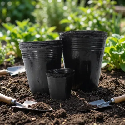 Eco-friendly Reusable Black Plastic Nursery Seedling Cups Custom Size Grow Pots