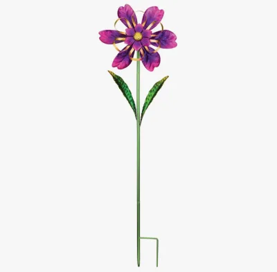 Heavy Duty Handmade Metal Fairy Garden Stakes Glass Globe Flower Design Modern Unique Style Powder Coated Finish for Outdoor