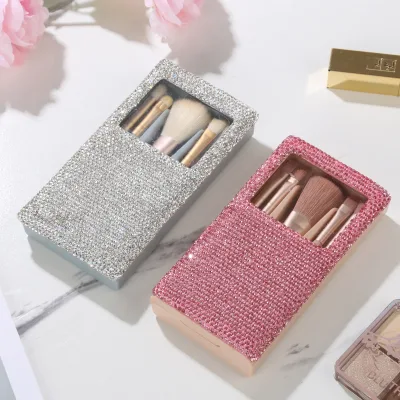 Easy-Taken Travel Makeup Brush Set 5Pcs Mini Complete Function Cosmetic Beauty Brushes Kit With Mirror