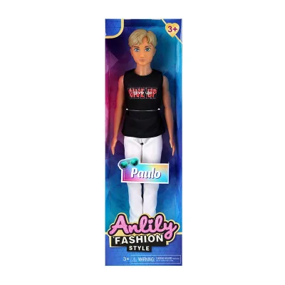 Plastic Male Doll  Wearing a Removable Black Shirt, White Pants, Blonde Fashion Doll for Sale