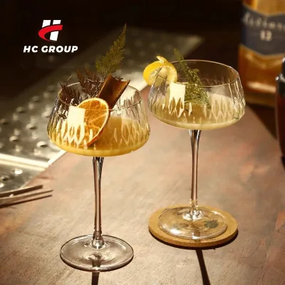 Creative Cocktail Glass Crystal Thin Carved Goblet Tower Glasses Novel Champagne Glasses