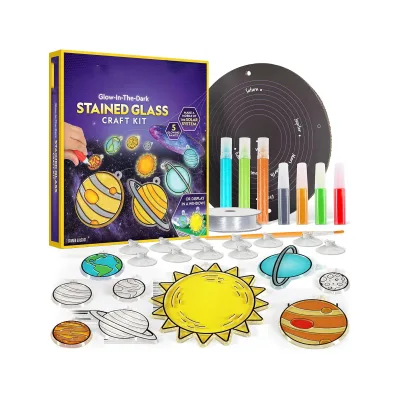 Colorfu Window Art Kit Glass Solar System Arts & Crafts Kit with Glow in the Dark Planets