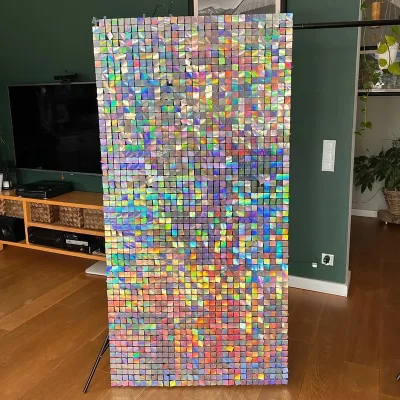 30x30cm Shimmer Wall Backdrop 18Pcs Iridescent Silver Sequin Shimer Wall Panels for Birthday Party Wedding Marriage Decorations