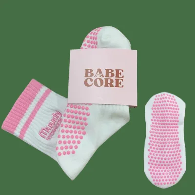 Customized Anti-Slip Silicone Dispensing Sports Socks Striped Cotton Crew Grip Ballet Sports-Breathable Knitted Cuff