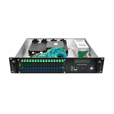 Newest JDSU 1550nm mini wdm EDFA 19dB 21dB 2 output 2U 8ports16 ports with WDM GPON EPON