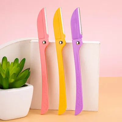 Girls Women Face Body Slanted Sharp Blade Facial Razor Foldable Mini Eyebrow Trimmer