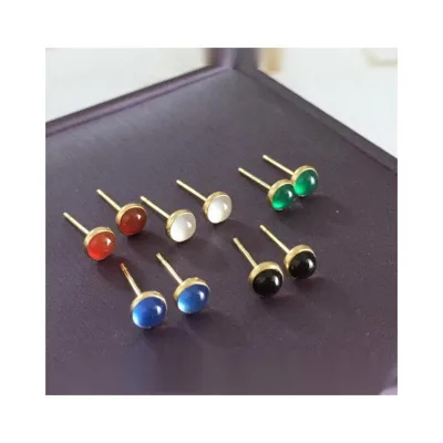 GLORY PACE Women Stud Earrings Jewelry Gift 14K Gold Filled Yellow Gold Black Agate Stud Earrings Wholesale