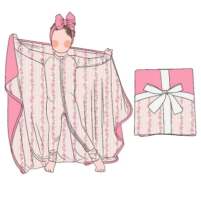 Little Glow Kid Luxury Packaging Cute Print 50X50 Inches Square Ruffle Blanket for Newborn Baby and Toddler Kids