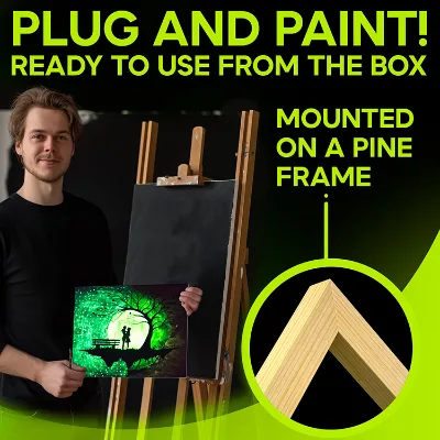 2 Pack Modern Stretched Cotton Canvases Glow Dark Green Oil/Acrylic/Watercolor Paint Large Size Original Art Painting Home Decor