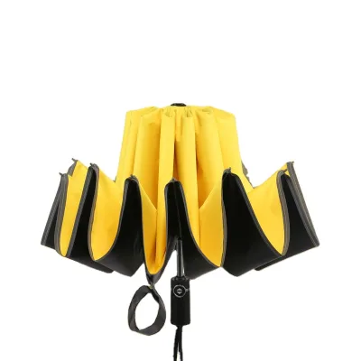 Auto-Open and Close 3-Folding Reverse Umbrella with Inverted Dry Design outside Open inside Dry Durable and Convenient