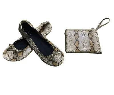 Bridal Low Heel Wedding Shoes Fold up Ballerina Shoes in Bag Flat Roll up Shoes