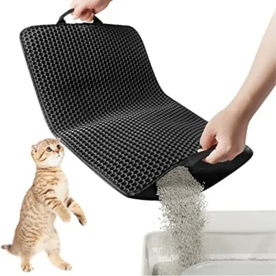 Wholesale Double Eva Cat Litter Mat Foldable Washable Pet Honeycomb Leaky Sand Mat Cat Litter Box Cleaning Mat