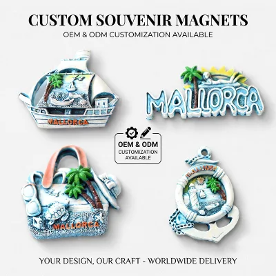 Wholesale Custom Design Malaga Mallorca Tourist Souvenir Resin Guitar Bag Spoon Sailboat Refrigerator Magnets