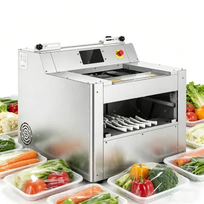 Hot Sale Commercial Stainless Steel Food Wrap Packaging Machine with Adjustable Cling Film Holder and Fast Sealing Function